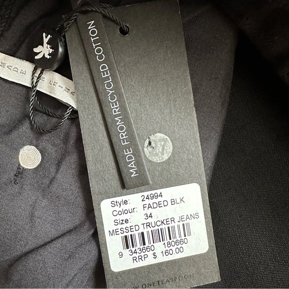 One Teaspoon NWT Messed Trucker Mid Waist Straight Leg Jeans Size 18 - Picture 9 of 10